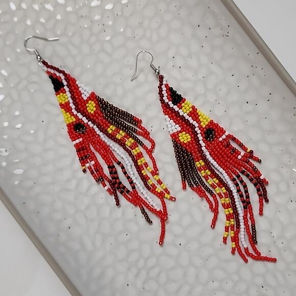 Tribal Boho Beaded Earrings - Picture 4 of 5